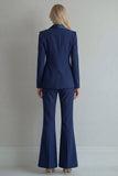 Blue 2 Piece Double Breasted Peak Lapel Work Suits