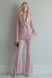 Blue 2 Piece Double Breasted Peak Lapel Work Suits