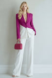 Black Pink Colour-Block Peak Lapel 2 Piece Women Suits
