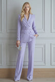 Slim Fit 2 Piece Lilac Smart Casual Suits With Belt