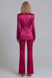 Blue Peak Lapel Slim Fit 2 Piece Women Suits