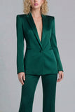Blue Peak Lapel Slim Fit 2 Piece Women Suits
