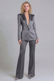 Blue Peak Lapel Slim Fit 2 Piece Women Suits