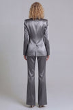 Blue Peak Lapel Slim Fit 2 Piece Women Suits