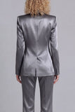 Blue Peak Lapel Slim Fit 2 Piece Women Suits