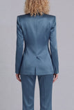 Blue Peak Lapel Slim Fit 2 Piece Women Suits