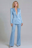 Blue Peak Lapel Slim Fit 2 Piece Women Suits
