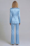 Blue Peak Lapel Slim Fit 2 Piece Women Suits