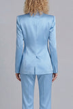 Blue Peak Lapel Slim Fit 2 Piece Women Suits