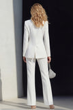 White Slim Fit Peak Lapel 2 Piece Women Suits