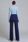 2 Piece Colour-Block Black Pink Peak Lapel Women Suits