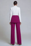 2 Piece Colour-Block Black Pink Peak Lapel Women Suits