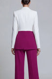 2 Piece Colour-Block Black Pink Peak Lapel Women Suits