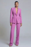 Purple Slim Fit Peak Lapel 2 Piece Women Suits