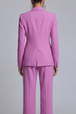 Purple Slim Fit Peak Lapel 2 Piece Women Suits