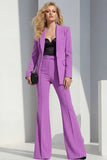 Purple Slim Fit Peak Lapel 2 Piece Women Suits