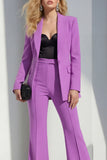 Purple Slim Fit Peak Lapel 2 Piece Women Suits