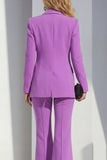 Purple Slim Fit Peak Lapel 2 Piece Women Suits