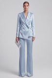 White Peaked Lapel 2 Piece Satin Women Suits