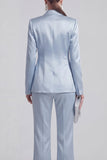 White Peaked Lapel 2 Piece Satin Women Suits