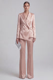White Peaked Lapel 2 Piece Satin Women Suits