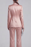 White Peaked Lapel 2 Piece Satin Women Suits