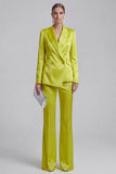White Peaked Lapel 2 Piece Satin Women Suits