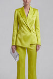 White Peaked Lapel 2 Piece Satin Women Suits