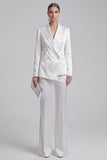 White Peaked Lapel 2 Piece Satin Women Suits