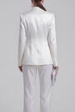 White Peaked Lapel 2 Piece Satin Women Suits