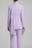 Shawl Lapel Blue 2 Piece Satin Single Buckle Women Suits