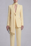Shawl Lapel Blue 2 Piece Satin Single Buckle Women Suits