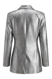 Metallic Shawl Lapel 2 Piece Grey Bowed Women Suits