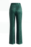 Jacquard Dark Green Notched Lapel 2 Piece Women Suits with Belt