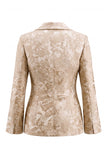 Jacquard Champagne Shawl Lapel 2 Piece Bowed Women Suits