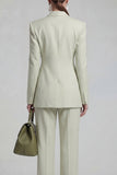 Green Peaked Lapel 2 Piece Double Breasted Women Suits