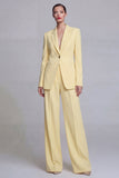 Yellow Notched Lapel 2 Piece Single Buckle Women Suits