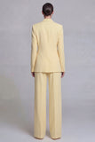 Yellow Notched Lapel 2 Piece Single Buckle Women Suits