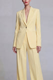 Yellow Notched Lapel 2 Piece Single Buckle Women Suits