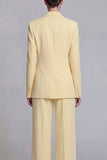 Yellow Notched Lapel 2 Piece Single Buckle Women Suits