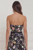 Sheath Sweetheart Black Flowers Wedding Guest Dress with Slit
