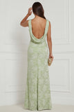 Sage Green Cowl Neck Mermaid Floral Wedding Guest Dress