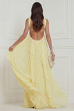 A Line Daffodil Strapless Ruched Ruffled Wedding Guest Dress with Slit