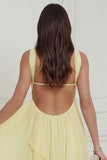 A Line Daffodil Strapless Ruched Ruffled Wedding Guest Dress with Slit