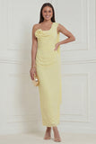 Daffodil Sheath One Shoulder 3D Flower Wedding Guest Dress with Sash