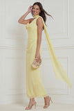 Daffodil Sheath One Shoulder 3D Flower Wedding Guest Dress with Sash
