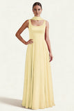 Desert Rose A Line Square Neck Long Prom Dress with Sash
