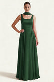 Desert Rose A Line Square Neck Long Prom Dress with Sash