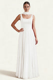 Desert Rose A Line Square Neck Long Prom Dress with Sash