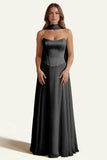 Daffodil A Line Strapless Long Prom Dress with Sash